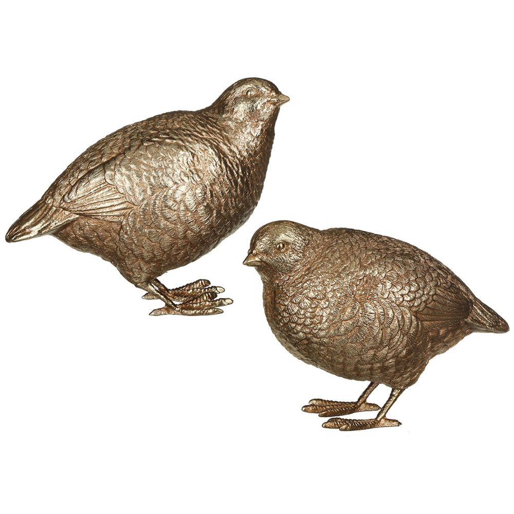 Gisela Graham 14cm Resin Gold Partridge