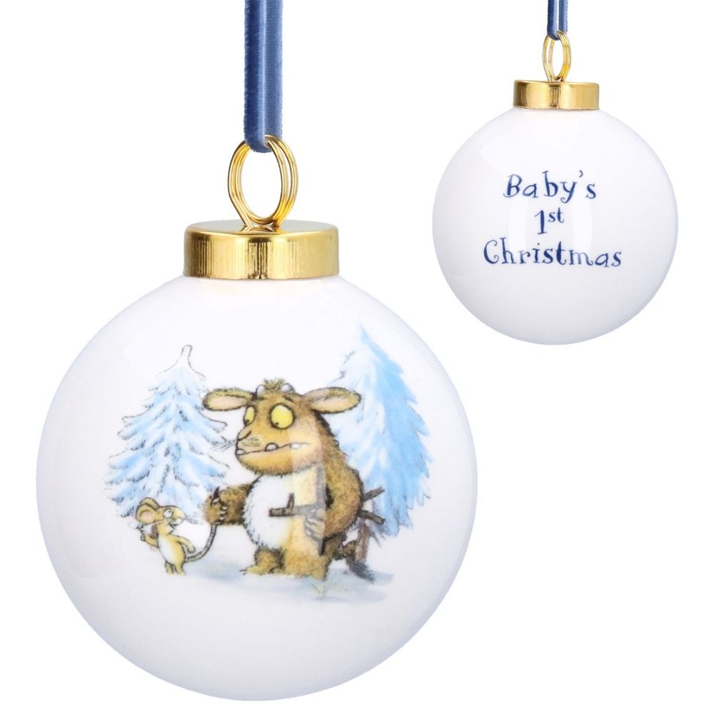 Gisela Graham 6cm 'Baby's First Christmas' Gruffalo's Child Ceramic Bauble