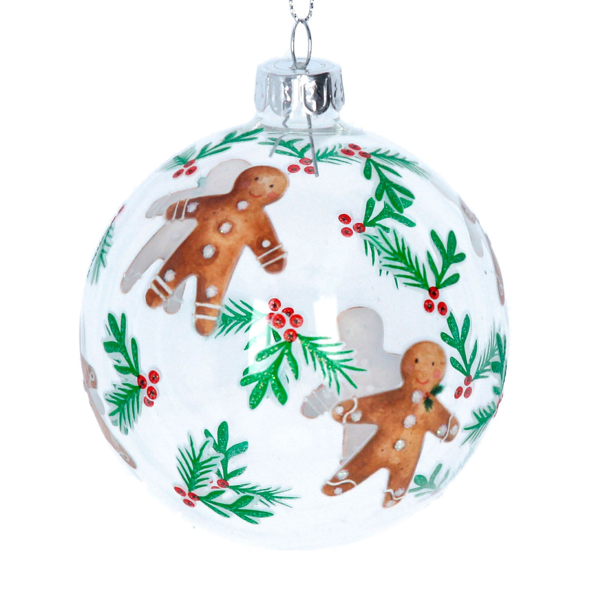 Gisela Graham 8cm Clear Glass Gingerbread Bauble