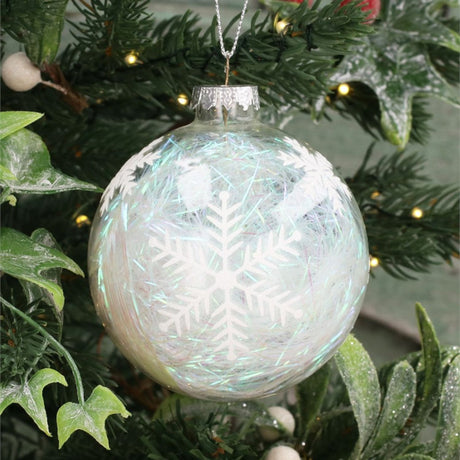 Gisela Graham 8cm Clear Snowflake Tinsel Bauble