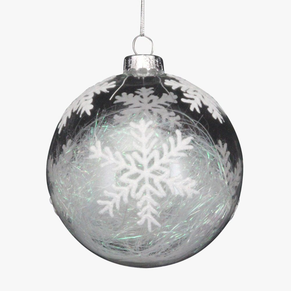 Gisela Graham 8cm Clear Snowflake Tinsel Bauble