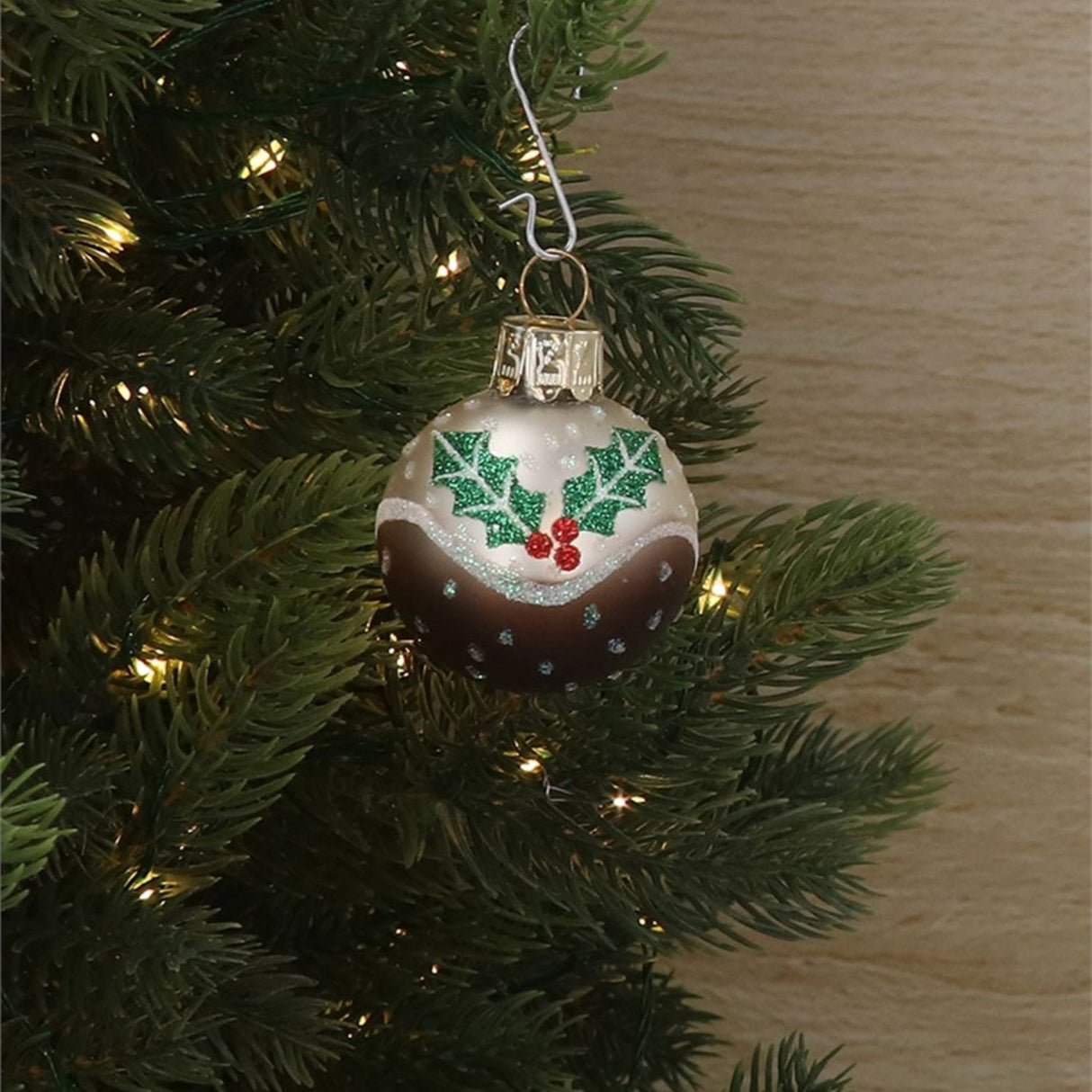 Gisela Graham Pudding Mini Glass Bauble