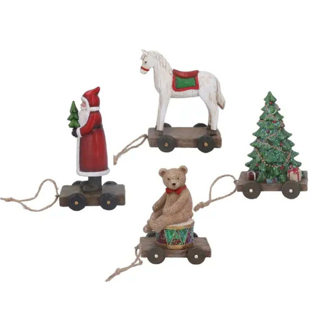 Gisela Graham Resin Vintage Style Pull-A-Long Toy Ornament (Choice of 4)