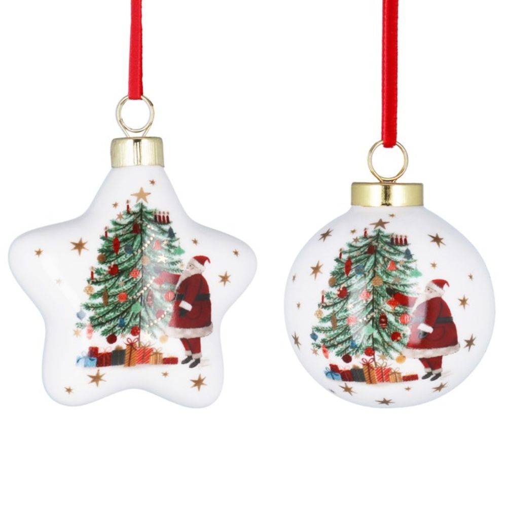 Gisela Grahm Santa/Tree Ceramic Nostalgia Bauble (Choice of Two)