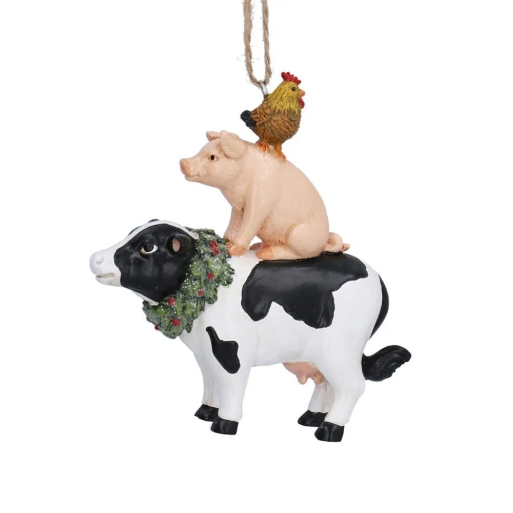 Gisela Graham 10cm Resin Farmyard Stack Hanging Decoration