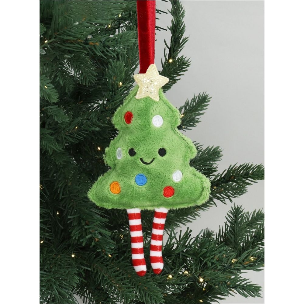 Gisela Graham 19cm Fabric Happy Christmas Tree Hanging Decoration