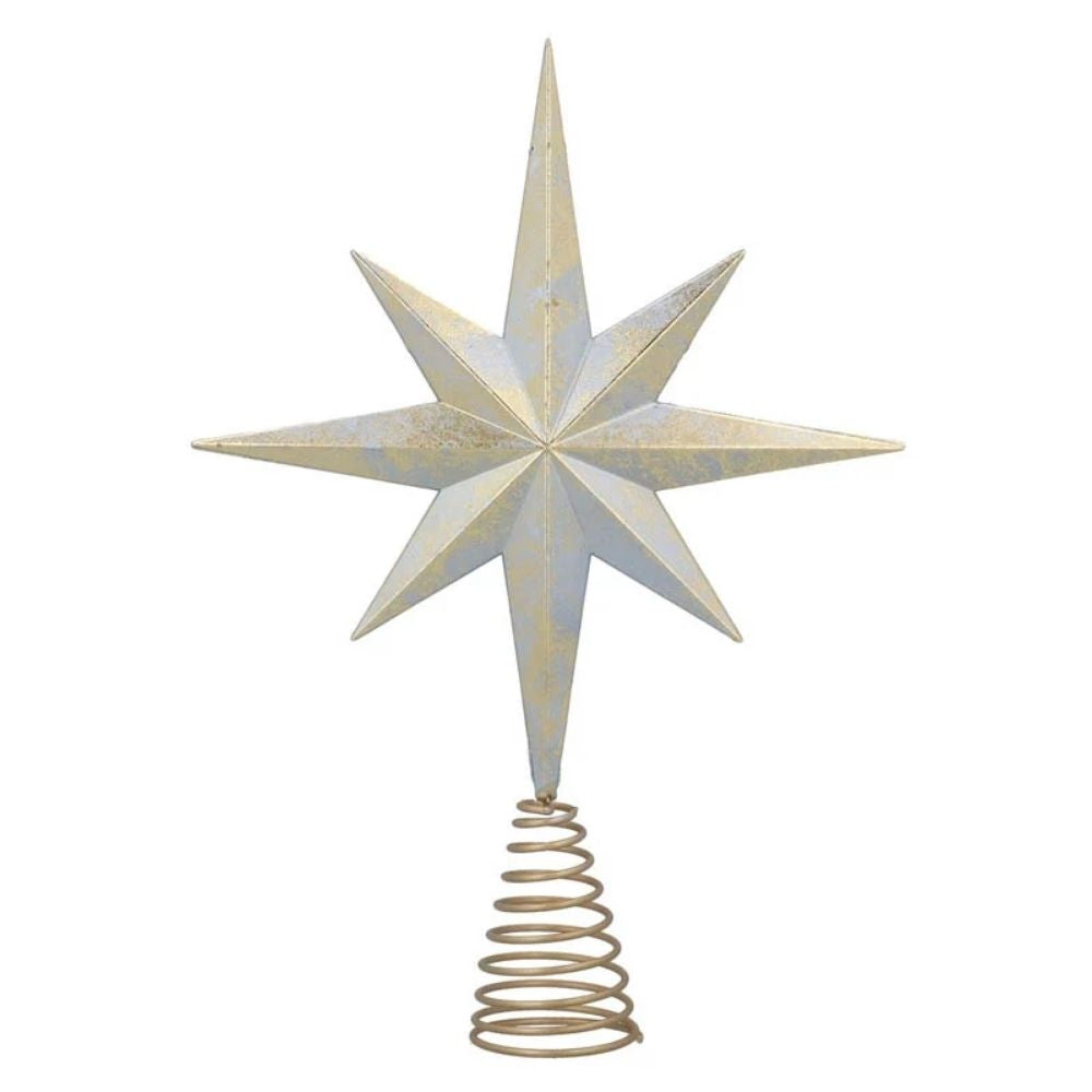 Gisela Graham 37cm Acrylic 8 Point Star Tree Topper - Antique Gold