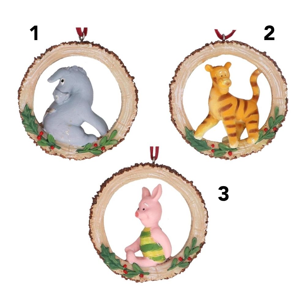 Gisela Graham 7cm Winnie-the-Pooh Character Log Hanging Decoration - (Choice of 3)