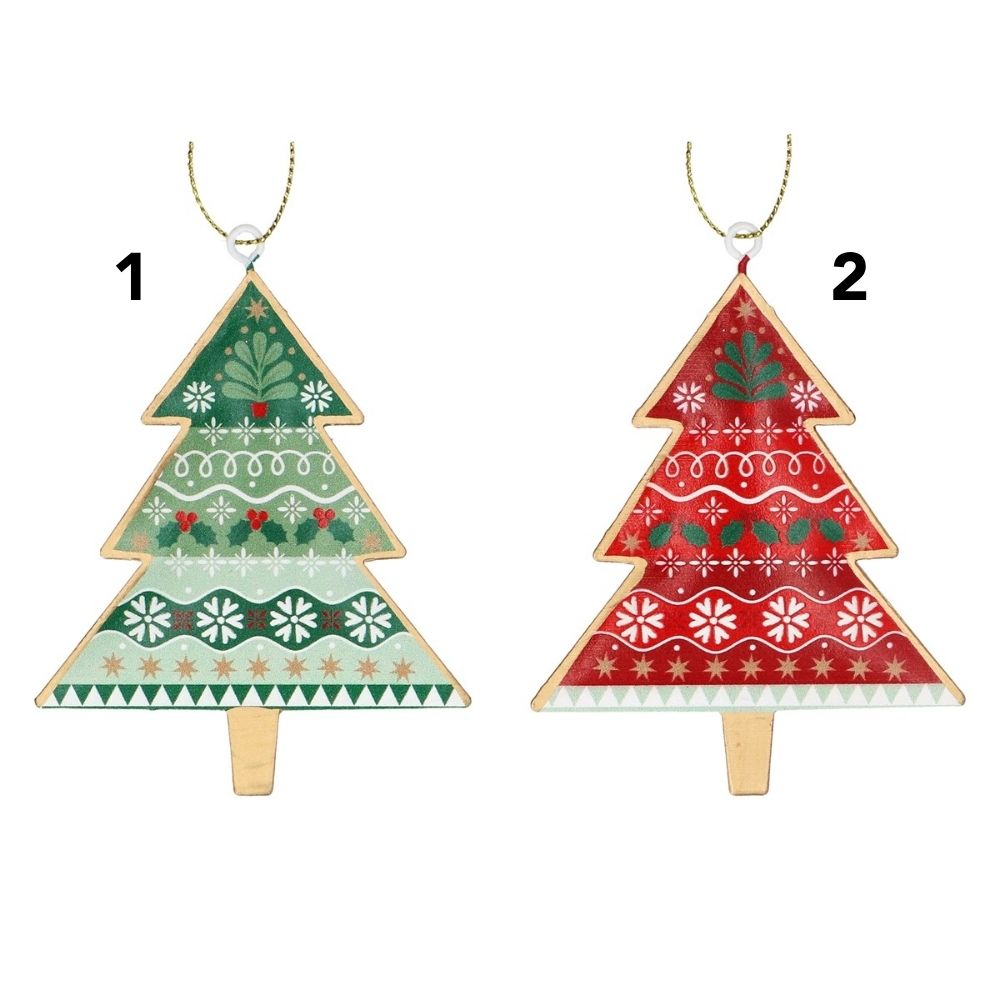 Gisela Graham Tin Festive Trees Hanging Decoration - (Choice of 2)