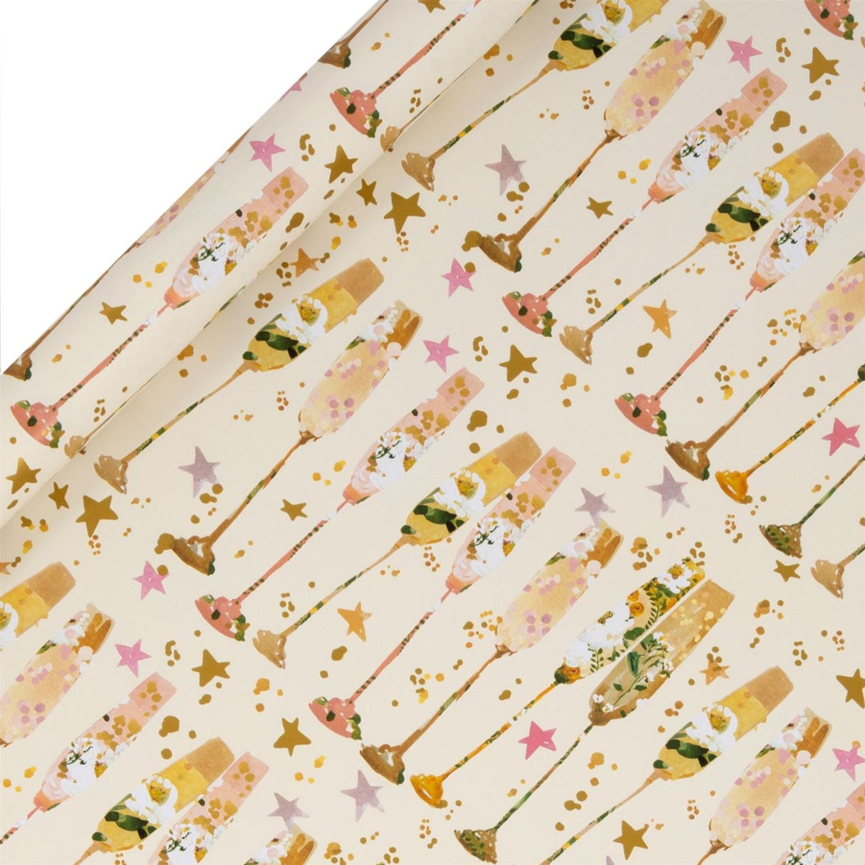 Glick 4m Glass Flutes Design Wrapping Paper Roll - Cream