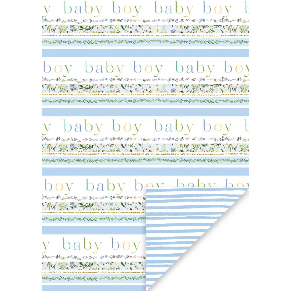 Glick 50cm x 70cm Baby Boy Bloom Wrapping Paper Sheet
