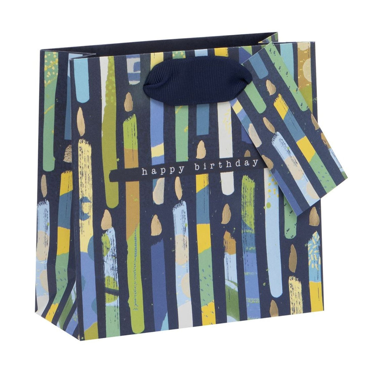 Glick Birthday Candles Design Small Gift Bag - Blue