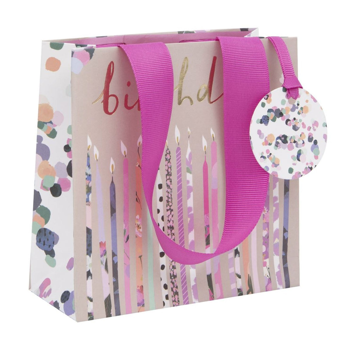 Glick Birthday Candles Design Small Gift Bag - Cream