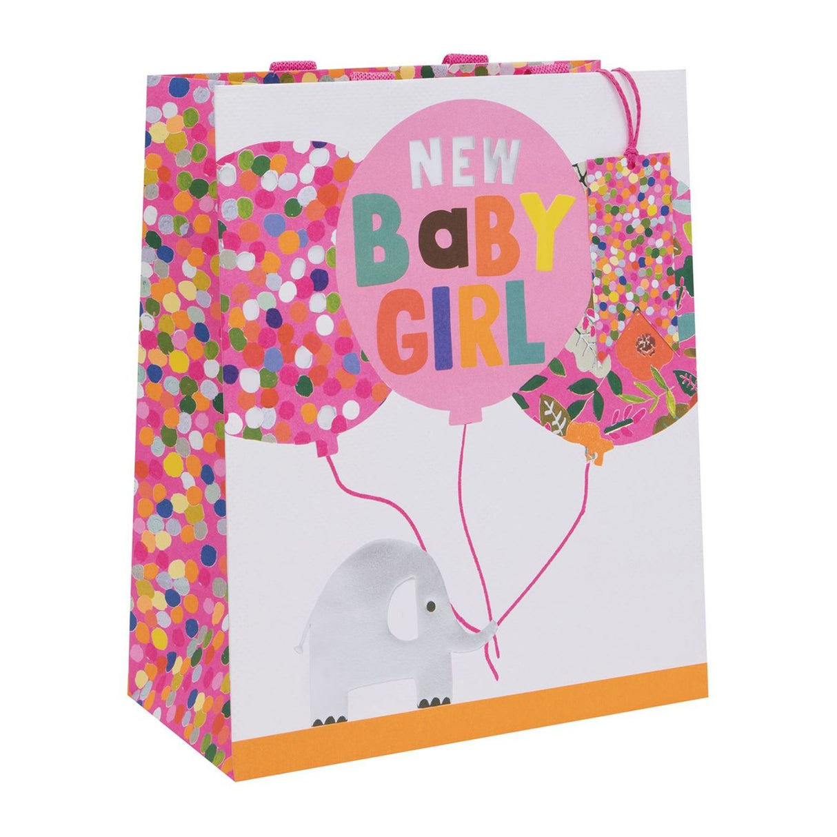 Glick Elephant Balloon Baby Boy Large Gift Bag - Pink
