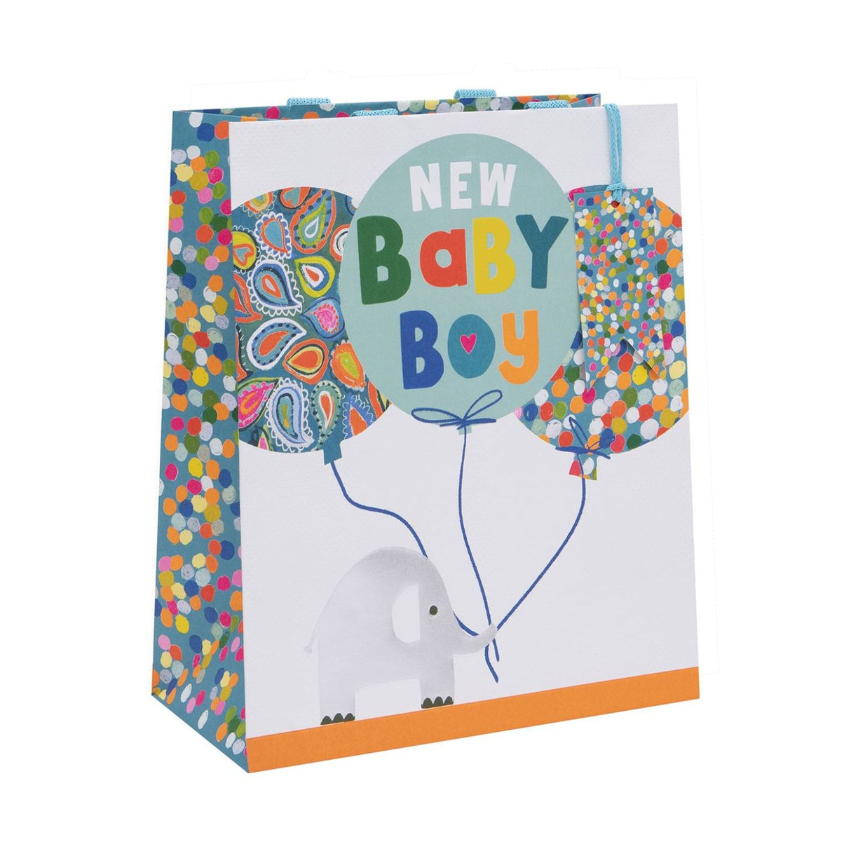 Glick Elephant Balloon Baby Boy Large Gift Bag - Blue