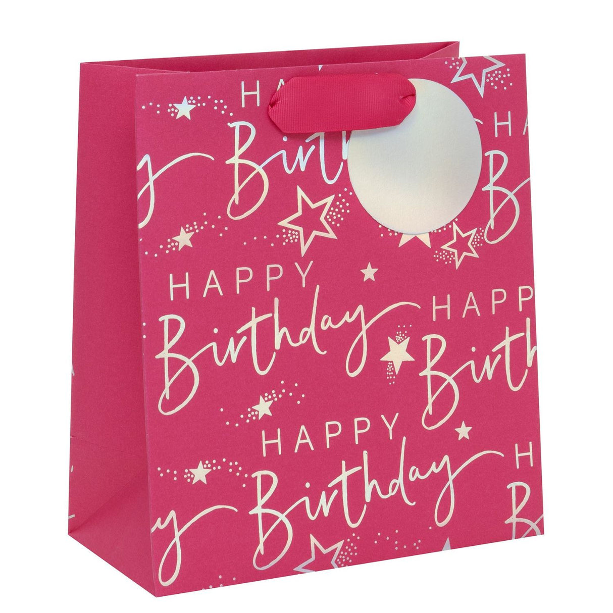 Glick Happy Birthday Script Design Medium Gift Bag - Pink