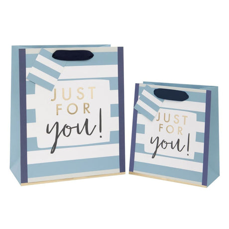 Glick Just For You Stripe Large Gift Bag - Blue