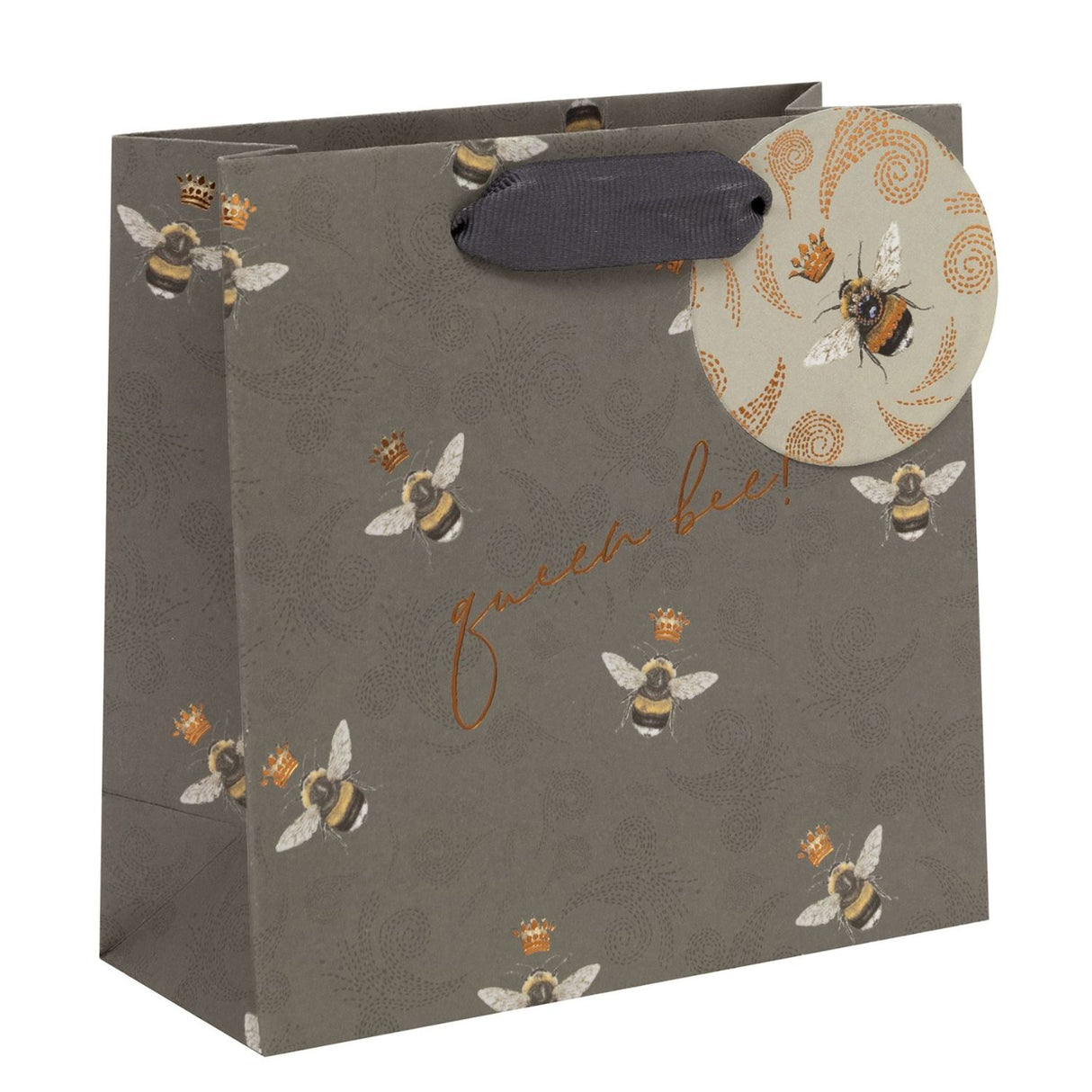 Glick Queen Bee Design Small Gift Bag - Grey