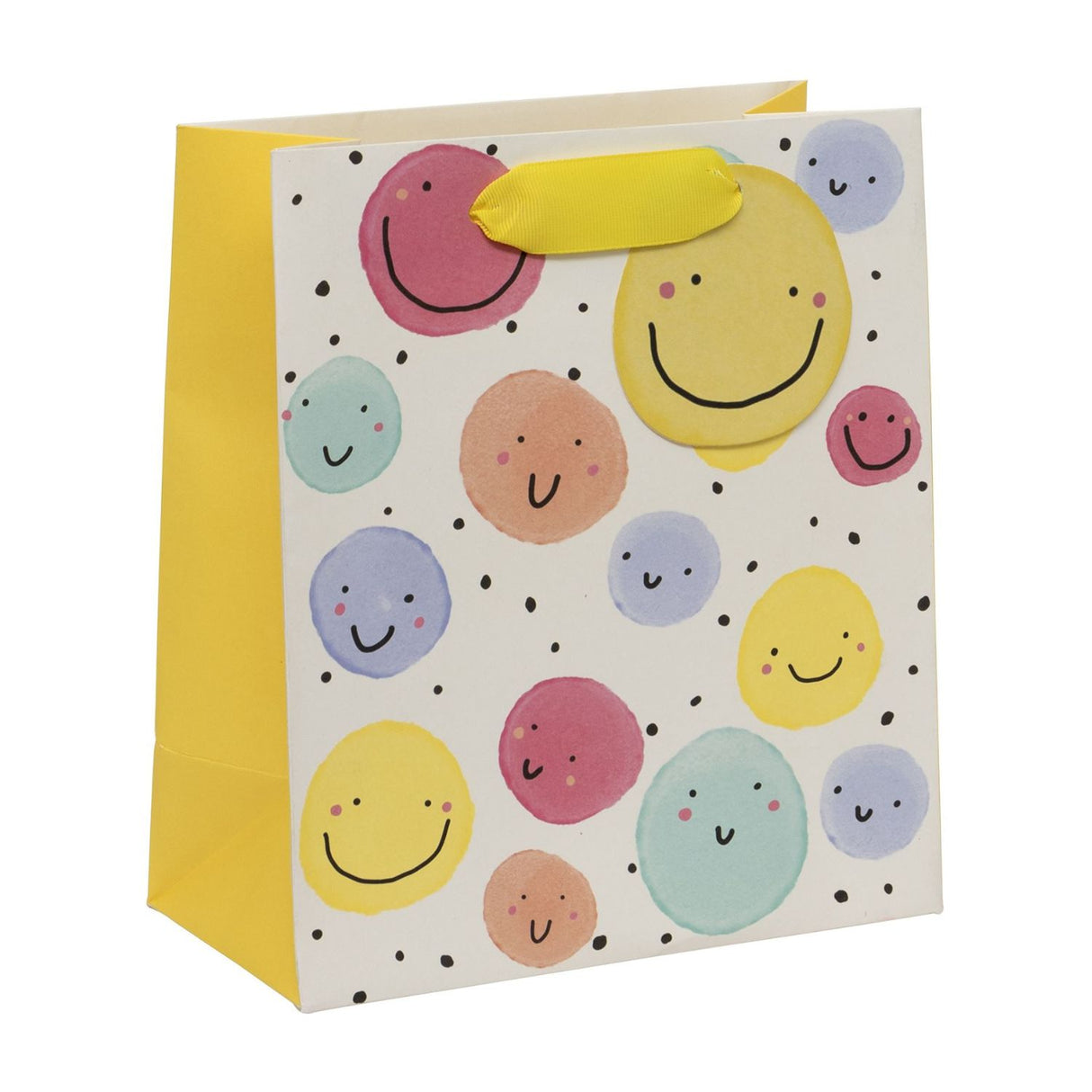 Glick Smiley Faces Giggle Piggle Design Medium Gift Bag - Yellow