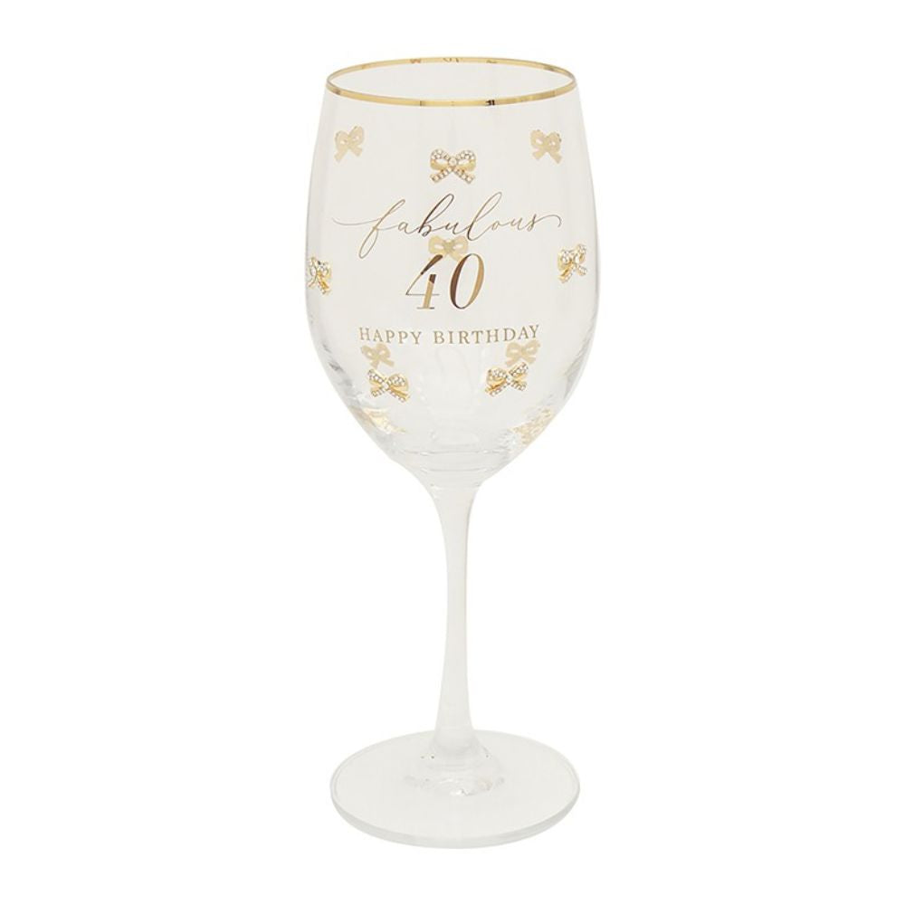 Hearts Design 40th Birthday Wine Glass