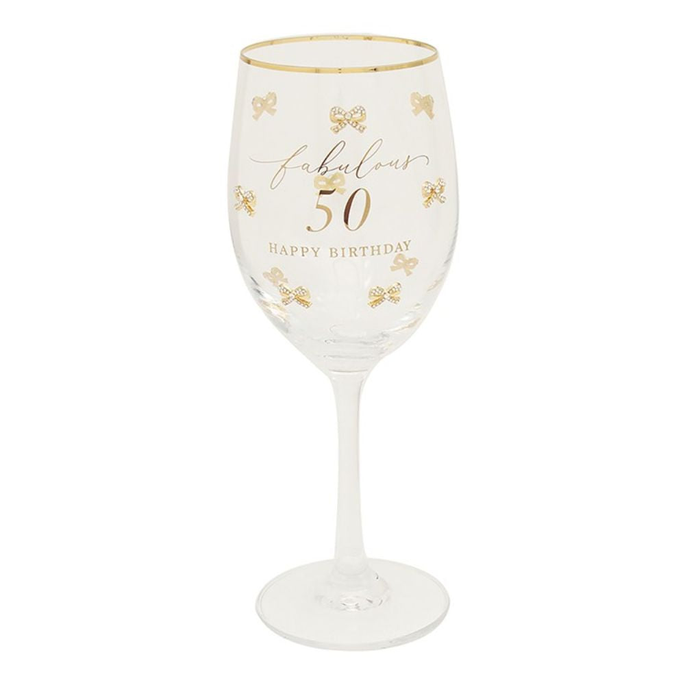 Hearts Design 50th Birthday Wine Glass