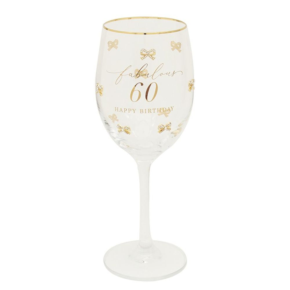 Hearts Design 60th Birthday Wine Glass