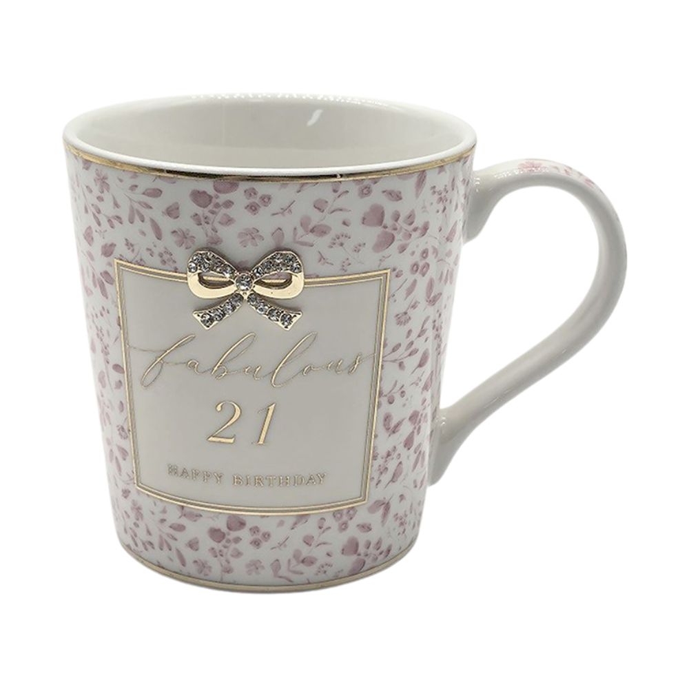 Hearts Design 9cm 21st Fabulous Birthday Mug