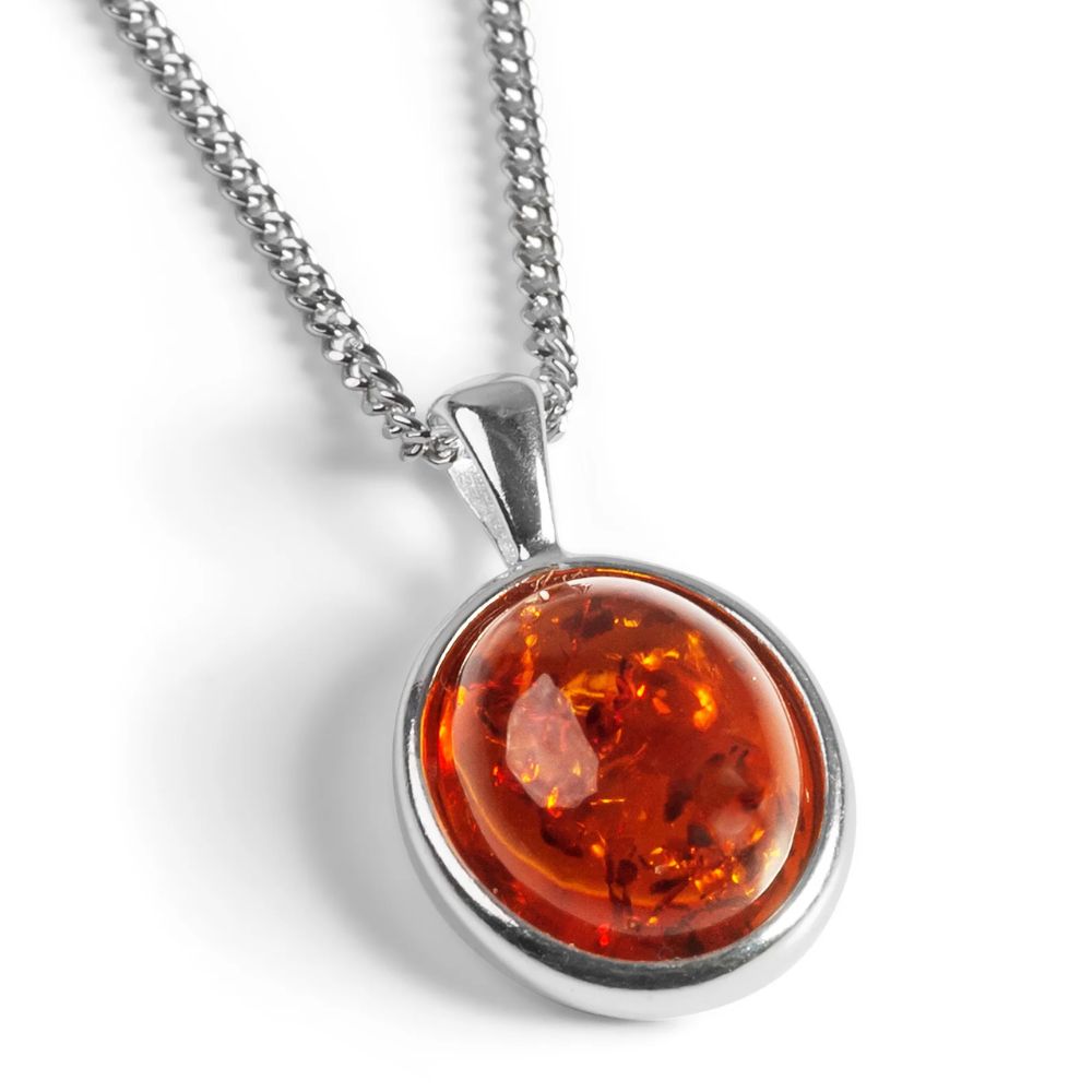 Henryka 18'' Silver & Amber Classic Oval Necklace