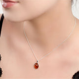 Henryka 18'' Silver & Amber Classic Oval Necklace