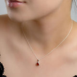 Henryka 18'' Silver & Amber Classic Teardrop Necklace