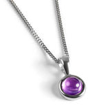 Henryka 18'' Silver & Amethyst Round Charm Necklace