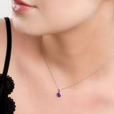 Henryka 18'' Silver & Amethyst Round Charm Necklace