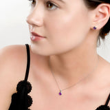 Henryka 18'' Silver & Amethyst Round Charm Necklace