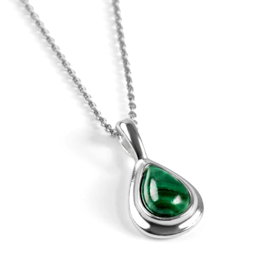 Henryka 18'' Silver & Malachite Classic Teardrop Necklace