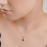 Henryka 18'' Silver & Malachite Classic Teardrop Necklace