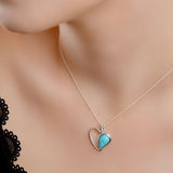 Henryka 18'' Silver & Turquoise Heart Necklace