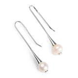 Henryka Silver & Pearl Elegant Open Hook Earrings