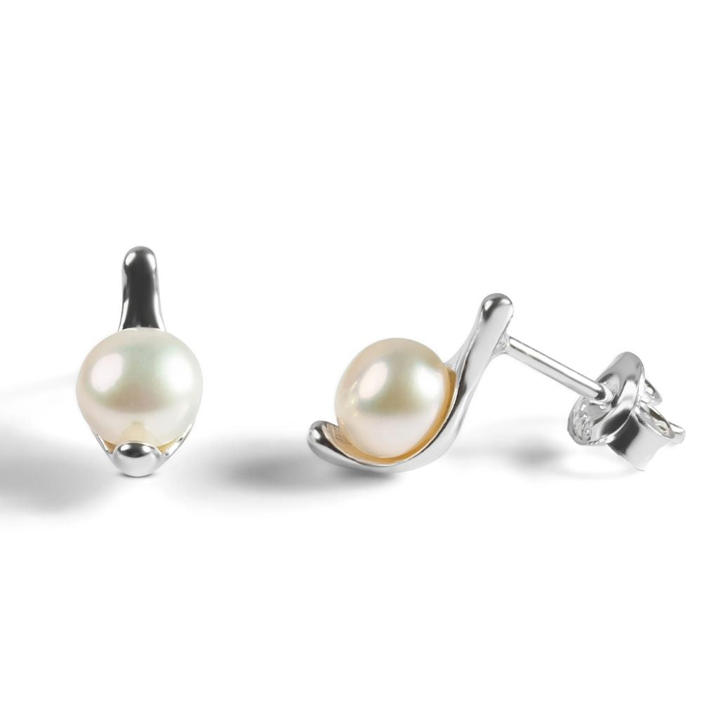 Henryka Silver & Pearl Elegant Stud Earrings