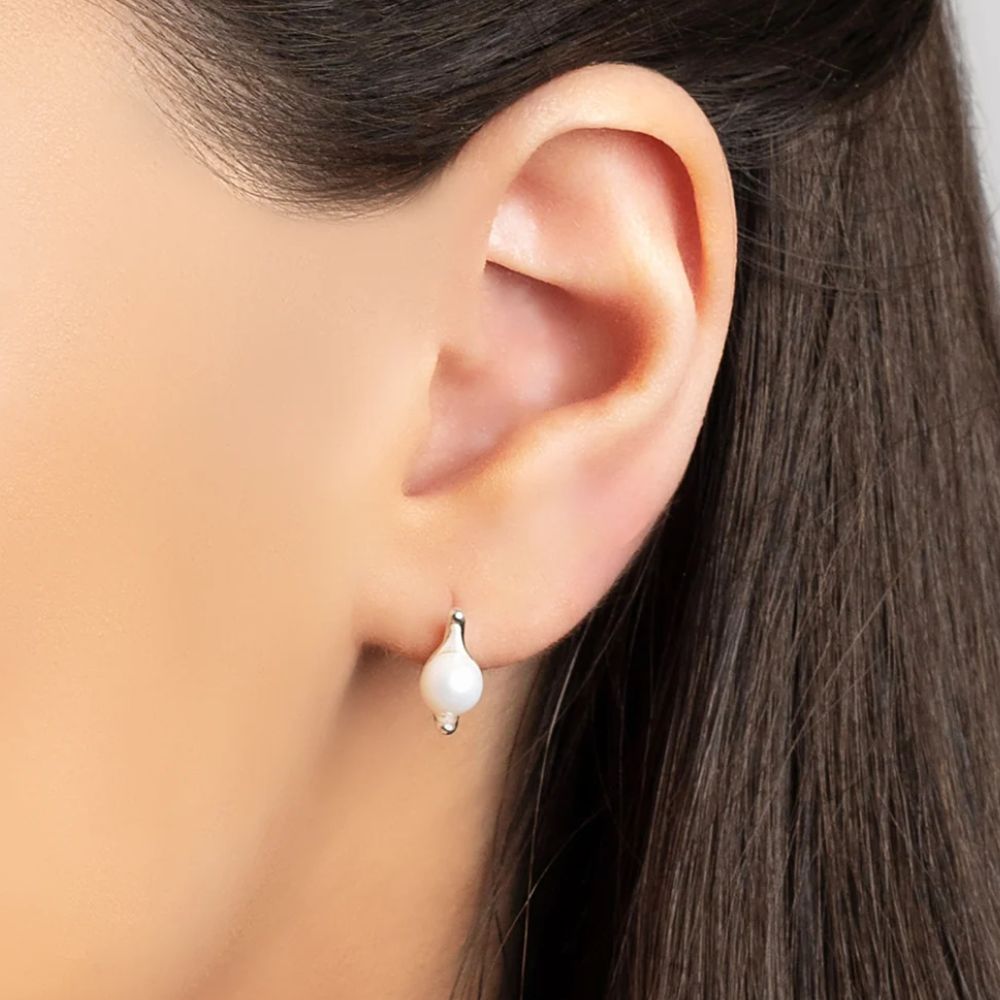 Henryka Silver & Pearl Elegant Stud Earrings