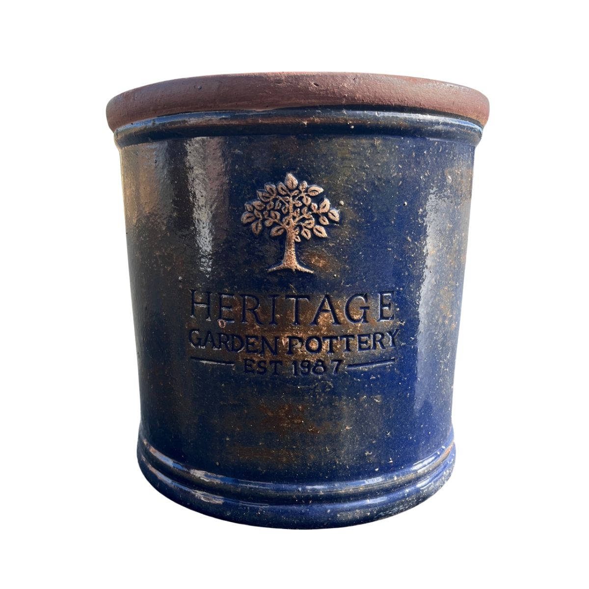 Woodlodge 37cm Heritage Eldwood Glazed Pot - Matte Blue