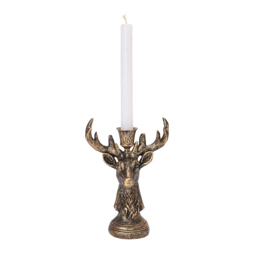 Hogewoning 17cm Deer Candle Holder - Antique Gold