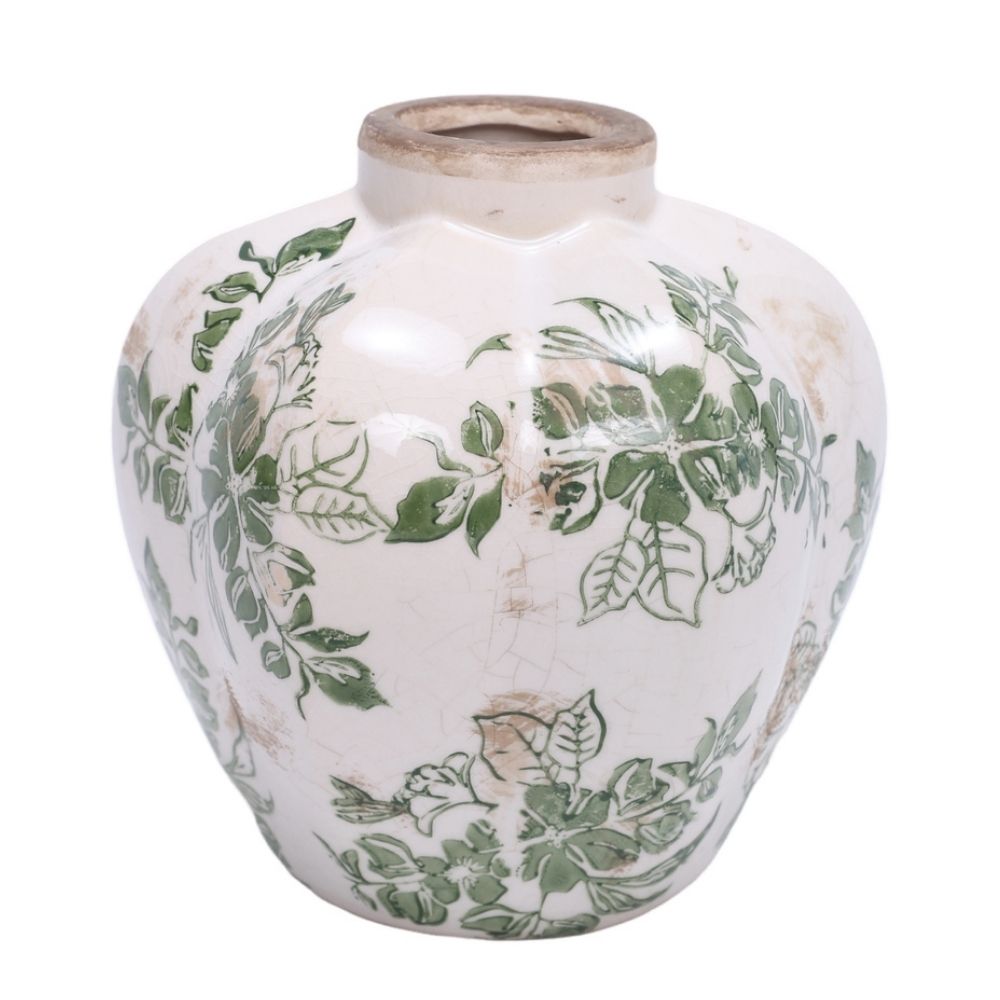 Hogewoning 17cm Jona Flower Vase - White/Green