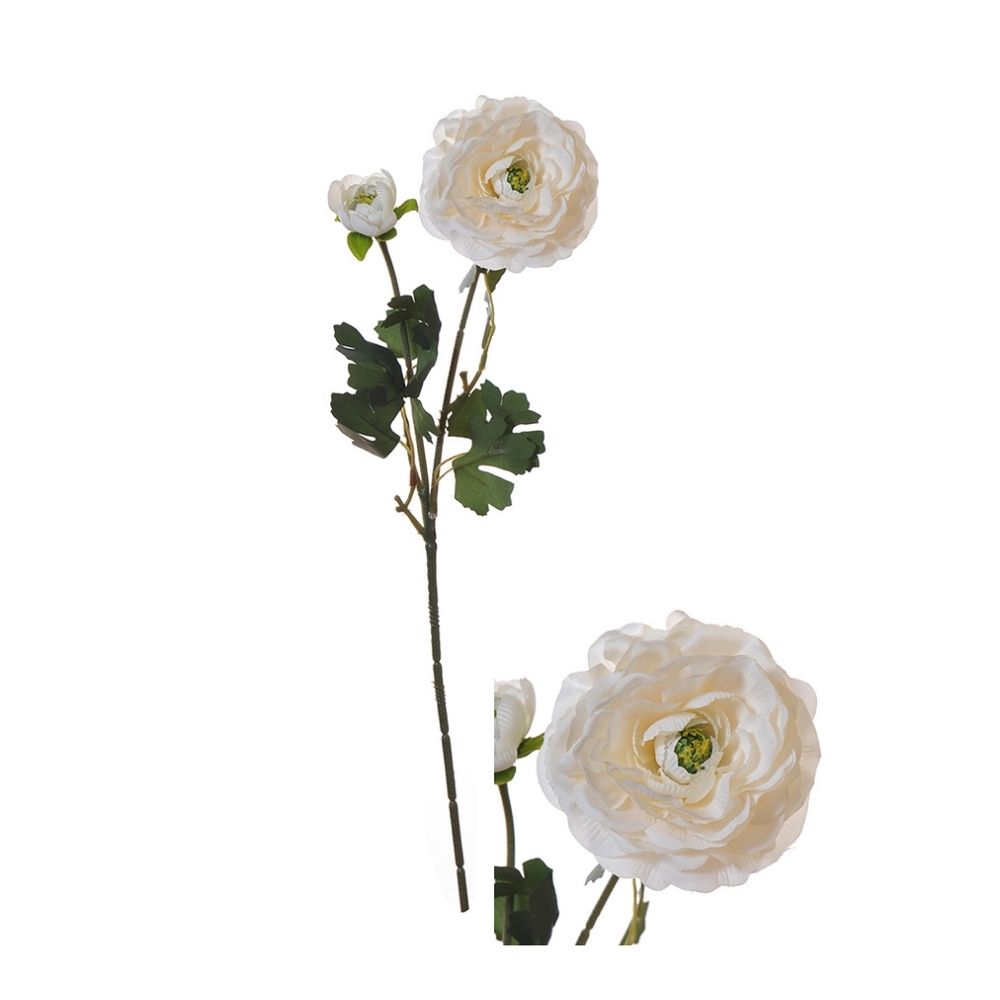 Hogewoning 50cm Artificial Ranunculus Flower Stem - White