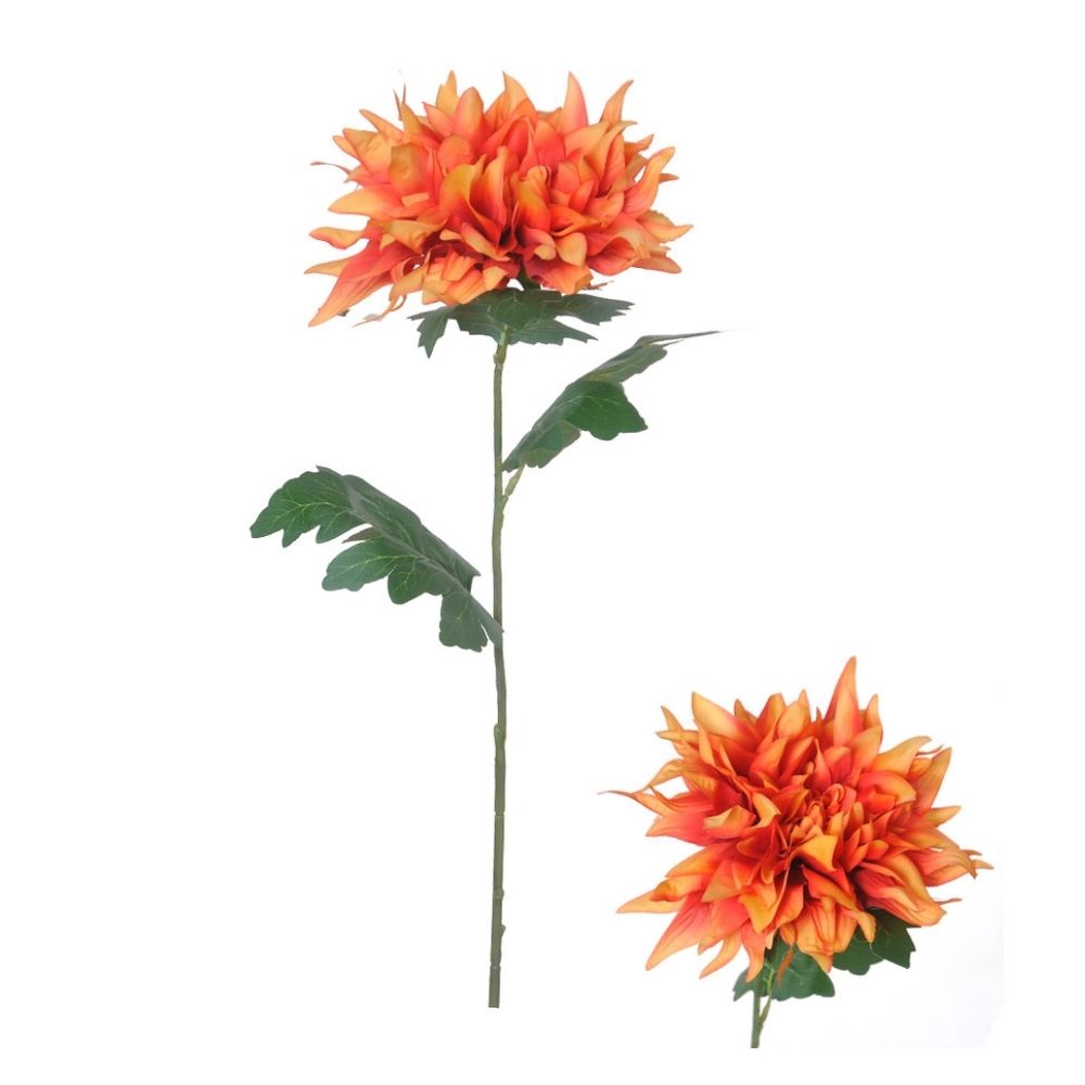 Hogewoning 75cm Artificial Dahlia Flower Stem - Orange
