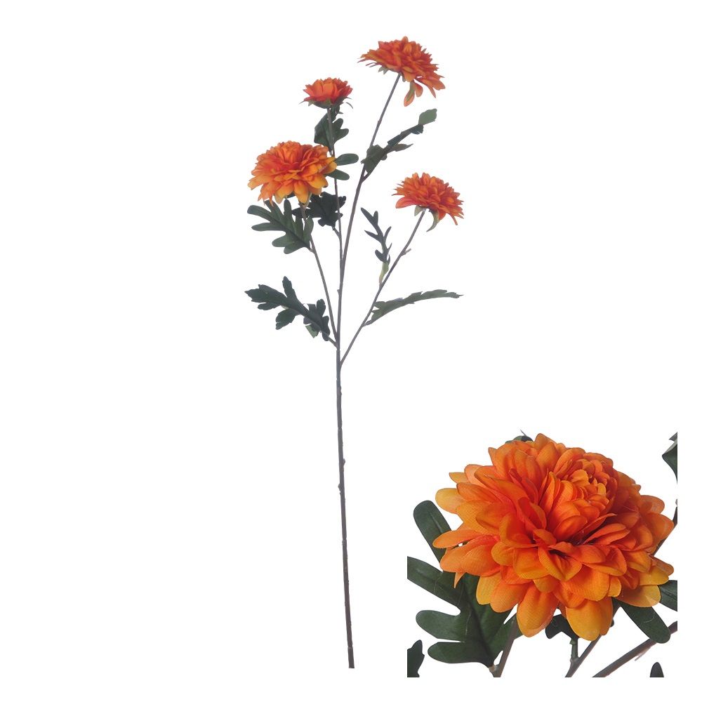 Hogewoning 83cm Artificial Chrysanthemum Flower Stem - Orange