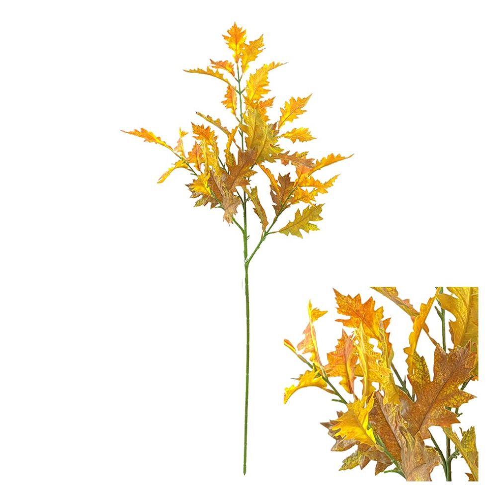 Hogewoning 95cm Artificial Quercus Leaf Branch - Yellow