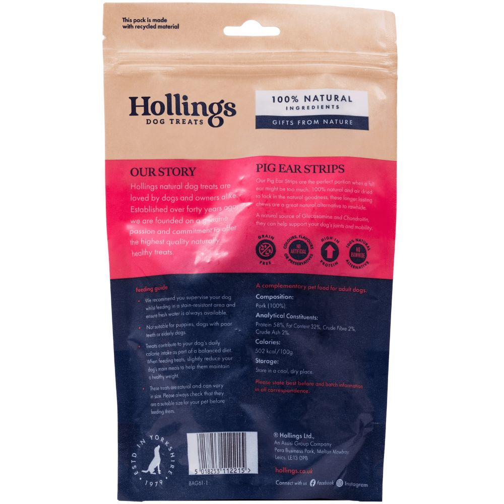 Hollings 150g Pig Ear Strips