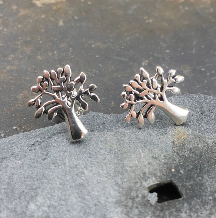 Blue Lily 10mm Tree Of Life Stud Earrings - S234B