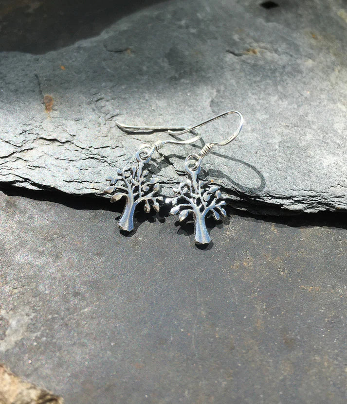 Blue Lily 15mm Silver Tree Of Life  Drop Earrings - E479B