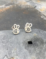 Blue Lily 9mm Silver Cute Bee Stud Earrings - S549B